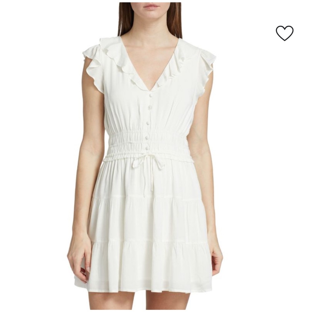 PAIGE Paradis Tiered Ruffle Mini Dress Size Large White NEW no tag $229 msrp